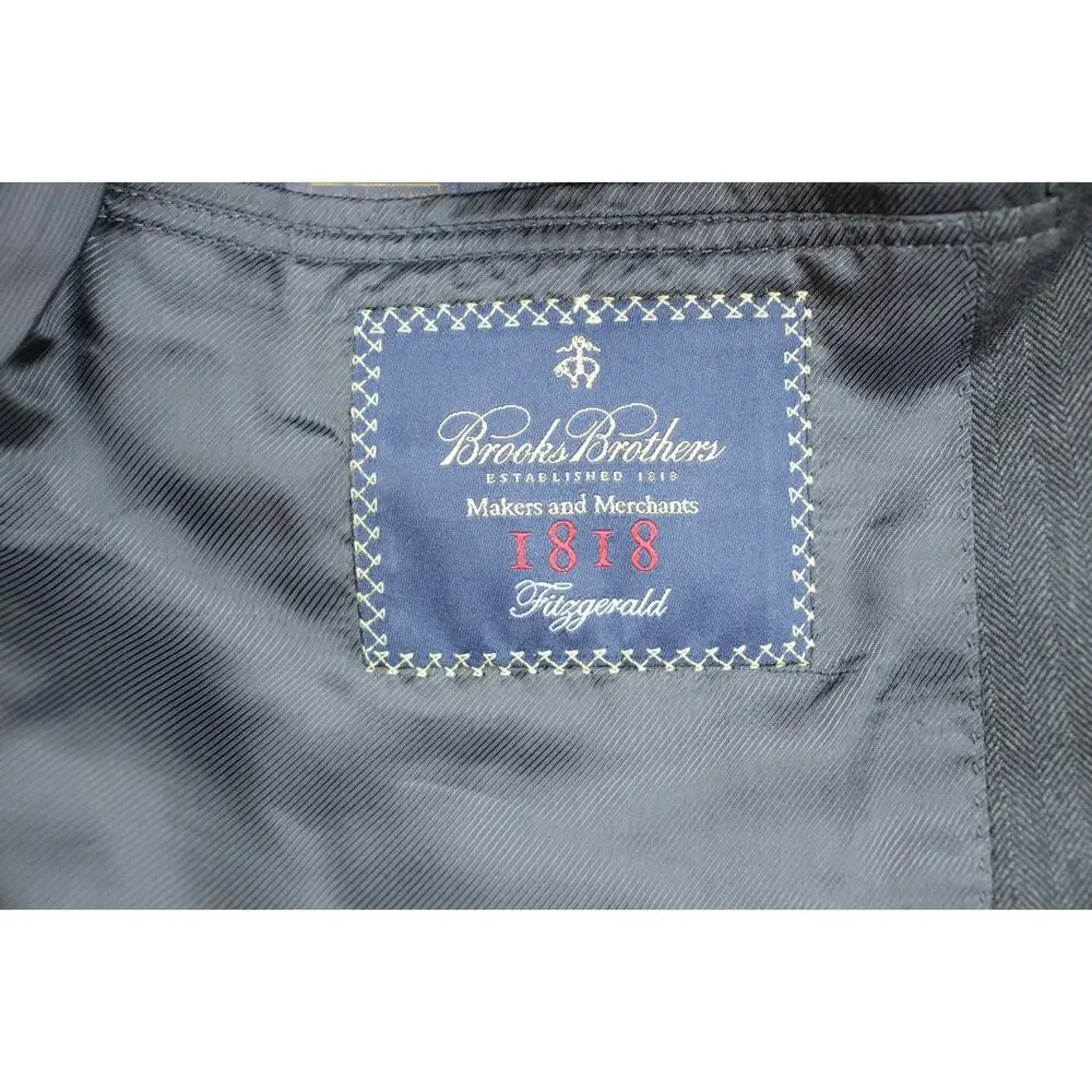 Brooks Brothers Blazer Mens 44L‎ Gray 100% Wool Herringbone Suit Jacket USA